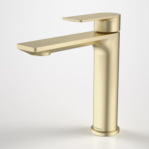 Caroma Urbane II Mid Tower Basin Mixer Lead Free - Brushed Brass-98620BB6AF-blue-leaf-bathware