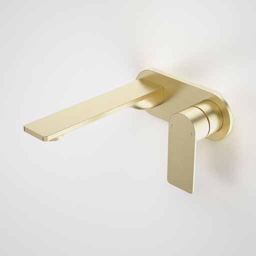 Caroma Urbane II Wall Basin/Bath Mixer Round Plate - Brushed Brass-99631BB6A-blue-leaf-bathware