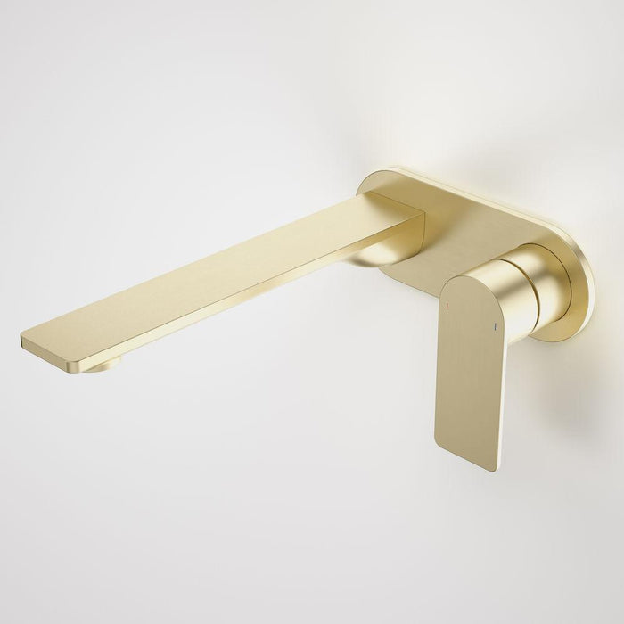 Caroma Urbane II Wall Basin/Bath Mixer Round Plate - Brushed Brass-99641BB6A-blue-leaf-bathware