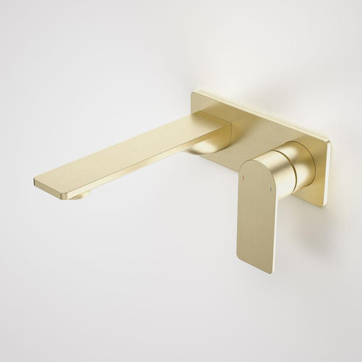 Caroma Urbane II Wall Basin/Bath Mixer Square Plate - Brushed Brass-99632BB6A-blue-leaf-bathware