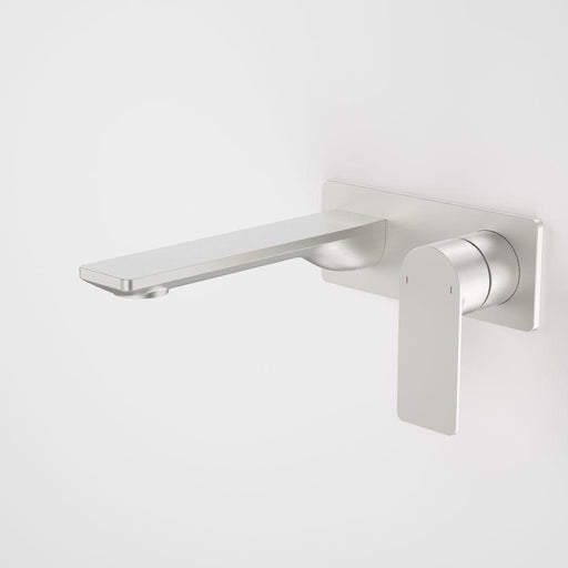 Caroma Urbane II Wall Basin/Bath Mixer Square Plate - Brushed Nickel-99632BN6A-blue-leaf-bathware