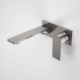 Caroma Urbane II Wall Basin/Bath Mixer Square Plate - Gun Metal-99632GM6A-blue-leaf-bathware