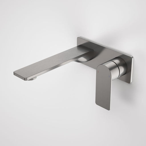 Caroma Urbane II Wall Basin/Bath Mixer Square Plate - Gun Metal-99632GM6A-blue-leaf-bathware