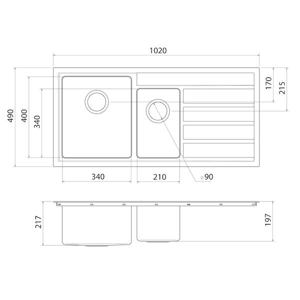 Caroma Urbane II 1.5 Bowl 1TH LHB
