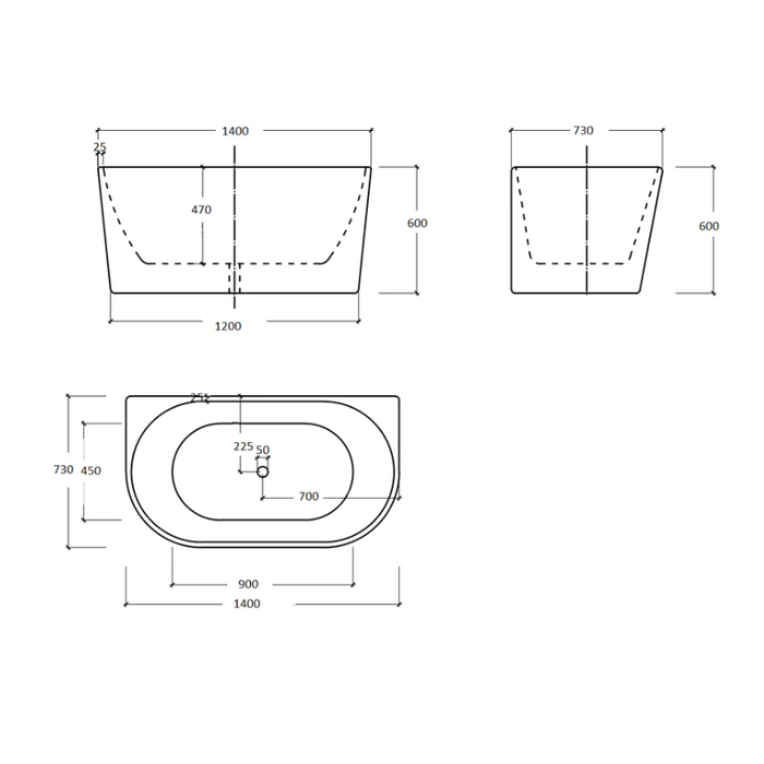 Cassa Design Auris Round Back to Wall Bathtub-blue-leaf-bathware