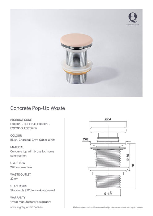 Eight Quarters - Concrete waste spec sheet