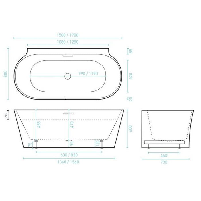 Decina Aurora Back To Wall Bath-blue-leaf-bathware
