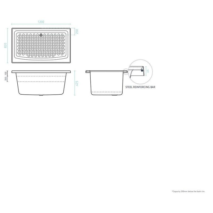 Decina Azzurro 1200 Shower Bath - White-AZ1200WN-blue-leaf-bathware
