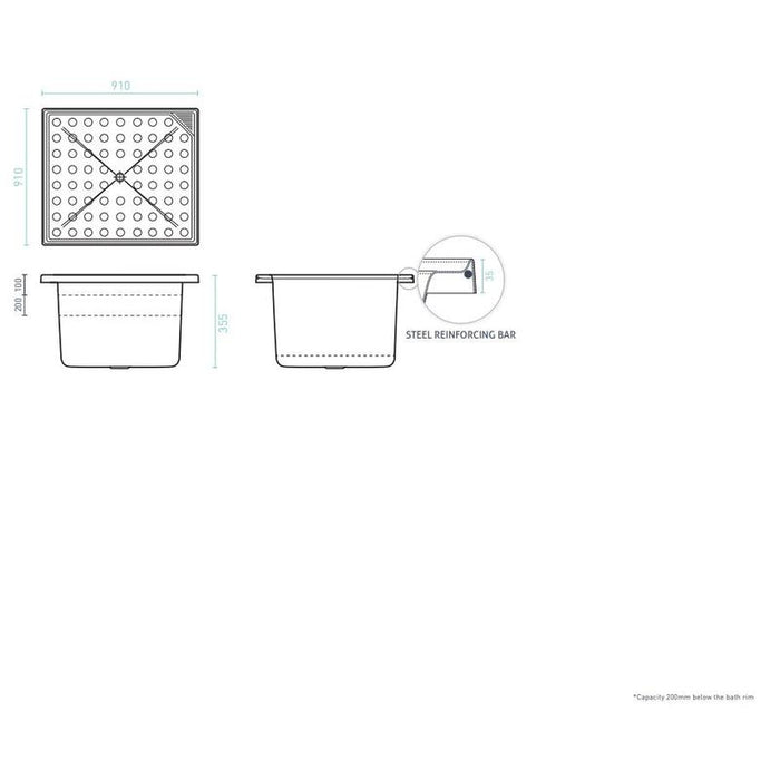 Decina Bella 910 Shower Bath-BE895W-blue-leaf-bathware