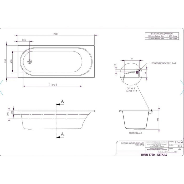 Decina Turin 1790 Builders Spa 6 Jet Spa Bath-TU1790BUILD6JW-blue-leaf-bathware