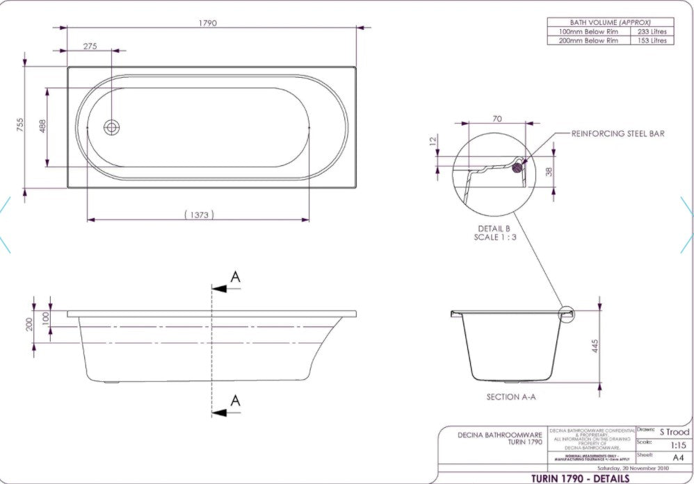 Decina Turin 1790 Builders Spa 6 Jet Spa Bath-TU1790BUILD6JW-blue-leaf-bathware