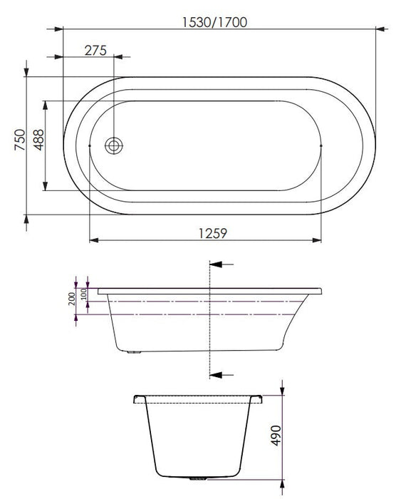 Decina Uno 1530 Contour 12 Jet Spa Bath-UN1530CNSPAWC-blue-leaf-bathware