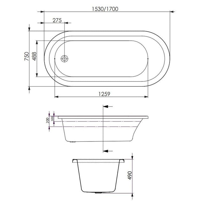 Decina Uno 1530 Contour 12 Jet Spa Bath-UN1530CNSPAWC-blue-leaf-bathware