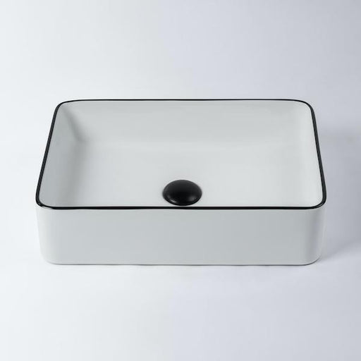 Eight Quarters Montalto Small Rectangle Contemporary Black Rim Basin-EQXIM07-blue-leaf-bathware