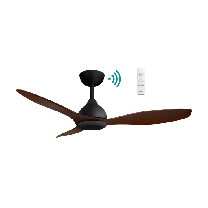 Martec Elite DC 48″ Smart Ceiling Fan With WIFI Remote Control - Matt Black / Walnut