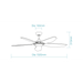 Martec Esprit DC 52″ Smart Ceiling Fan With WIFI Remote Control + LED light - Matt Black - Technical Drawing