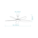 Martec Esprit DC 52″ Smart Ceiling Fan With WIFI Remote Control - Matt Black - Technical Drawing