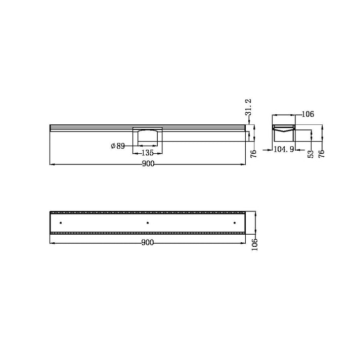 Nero Tile Insert V Channel Floor Grate 89mm Outlet With Hole Saw - Brushed Nickel-NRFG001HSBN-blue-leaf-bathware