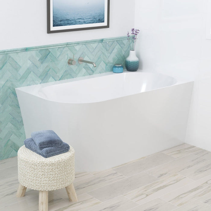 Fienza Chloe Corner Bath 1400mm-blue-leaf-bathware