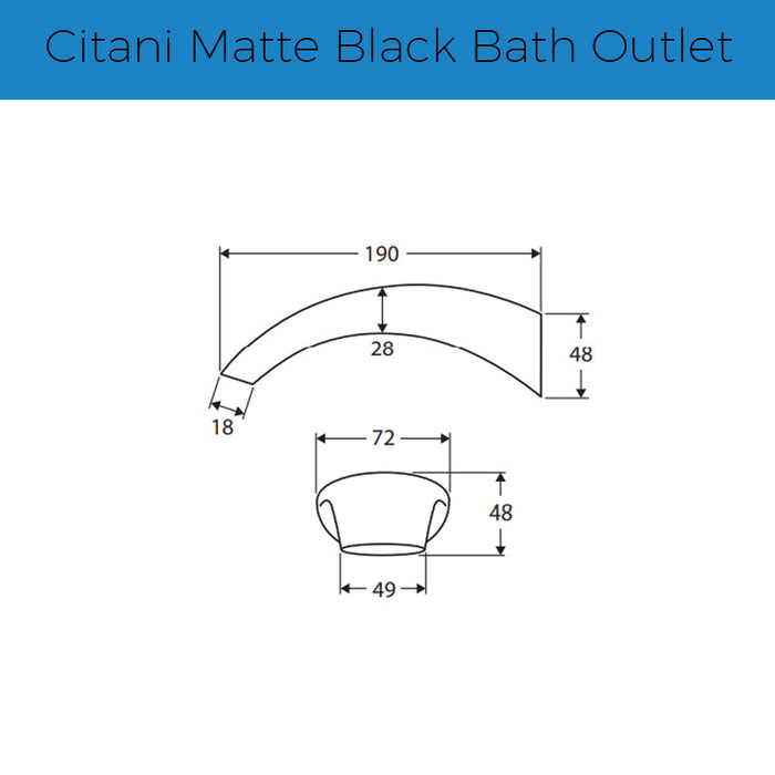 Fienza Citani Matte Black Bath Outlet-SP8010B-blue-leaf-bathware