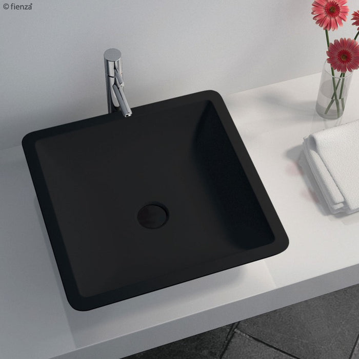 Fienza Classique 420 Matte Black Solid Surface Above Counter Basin-CSB02-MB-blue-leaf-bathware