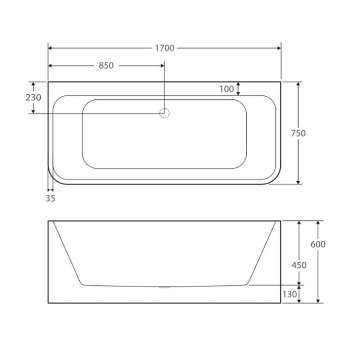 Fienza Delta 1700mm Back-To-Wall Acrylic Bath-FR8773-blue-leaf-bathware