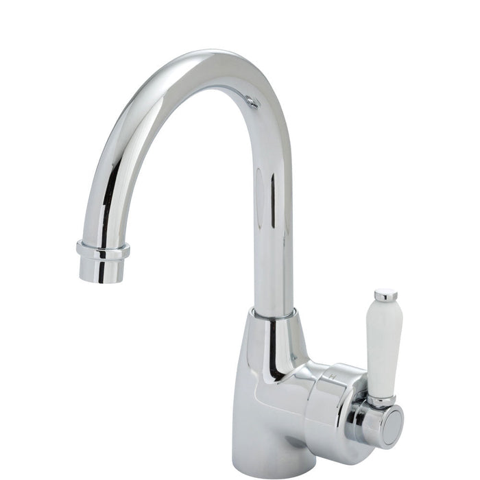 Fienza Eleanor Gooseneck Basin Mixer - Chrome / Ceramic-202104-blue-leaf-bathware