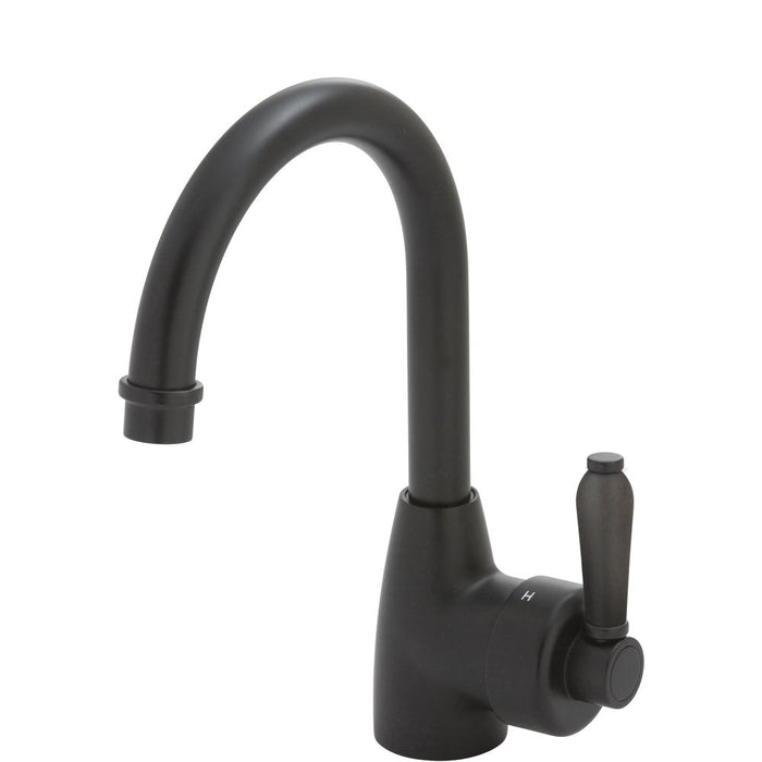 Fienza Eleanor Gooseneck Basin Mixer - Matte Black / Matte Black-202104BL-blue-leaf-bathware