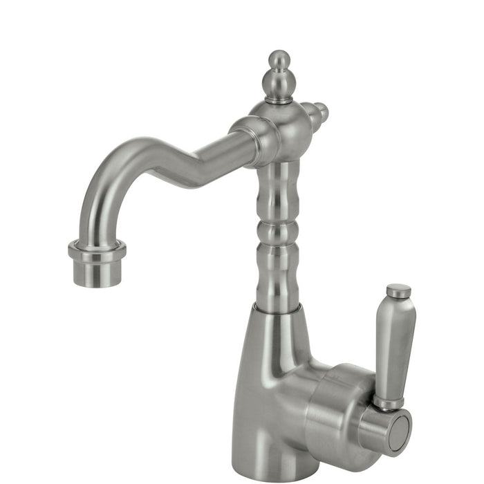 Fienza Eleanor Shepherds Crook Basin Mixer - Brushed Nickel / Brushed Nickel-202103NN-blue-leaf-bathware