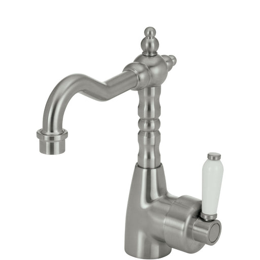 Fienza Eleanor Shepherds Crook Basin Mixer - Brushed Nickel / Ceramic-202103BN-blue-leaf-bathware