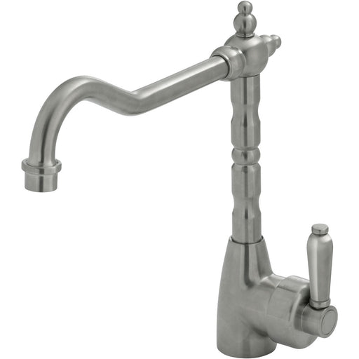 Fienza Eleanor Shepherds Crook Sink Mixer - Brushed Nickel / Brushed Nickel-202105NN-blue-leaf-bathware