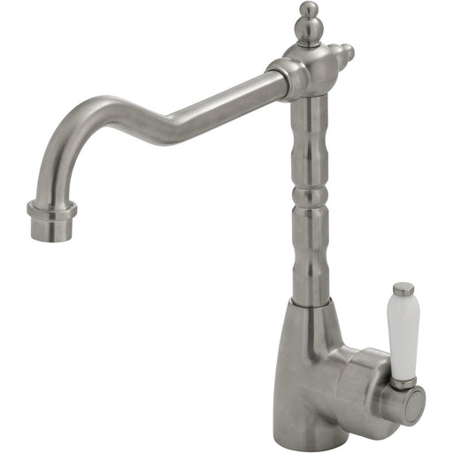 Fienza Eleanor Shepherds Crook Sink Mixer - Brushed Nickel / Ceramic-202105BN-blue-leaf-bathware