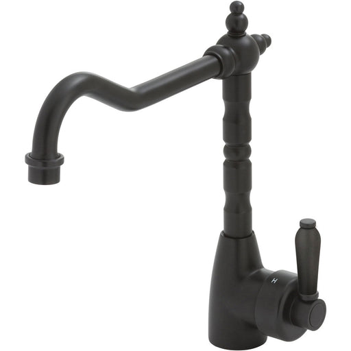 Fienza Eleanor Shepherds Crook Sink Mixer - Matte Black / Matte Black-202105BL-blue-leaf-bathware