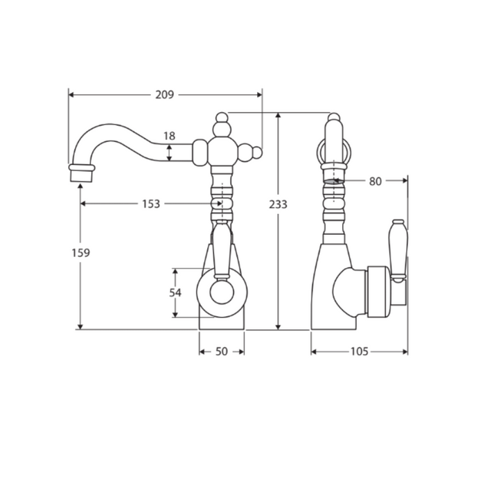 Fienza Eleanor Shepherds Crook Sink Mixer -Urban Brass / Urban Brass-202103UU-blue-leaf-bathware