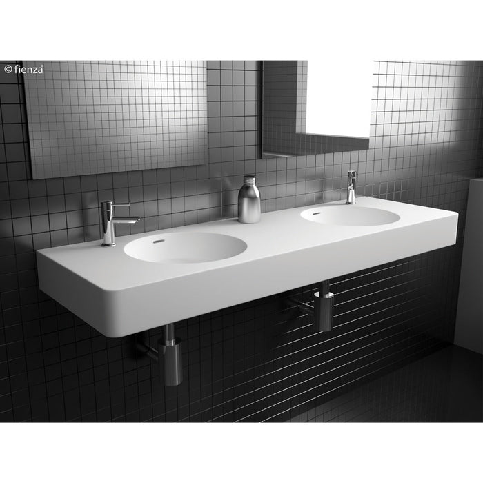 Fienza Encanto 1400 Solid Surface Wall-Hung Basin - Double Bowl-CSB11-140-blue-leaf-bathware