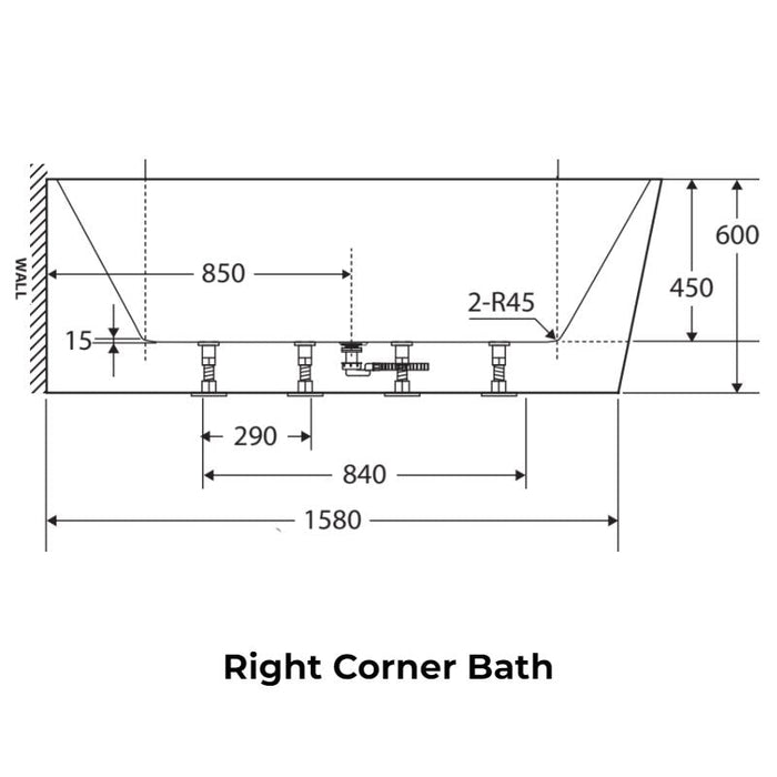 Fienza Isabella Corner Bath 1700mm-blue-leaf-bathware