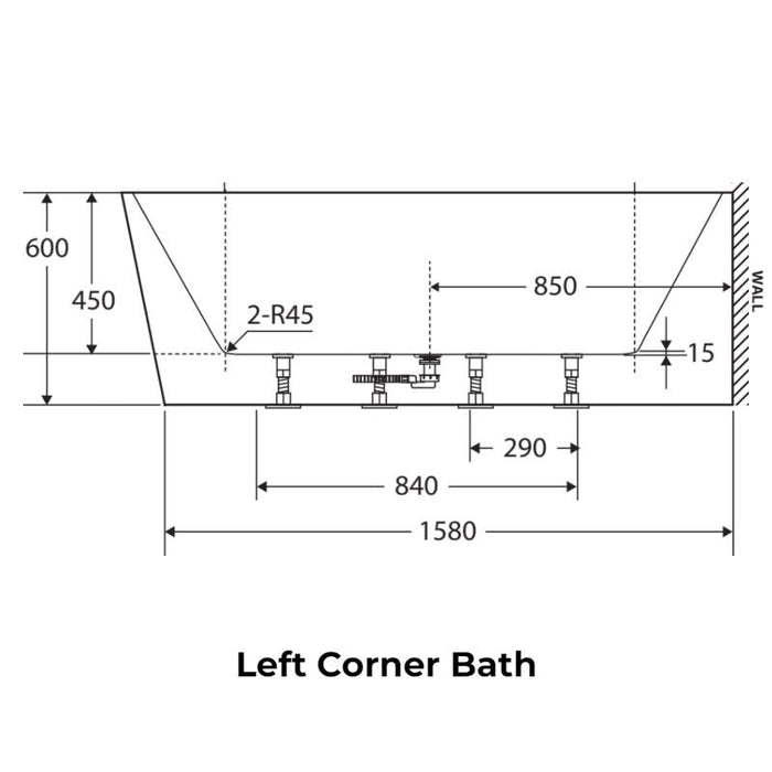 Fienza Isabella Corner Bath 1700mm-blue-leaf-bathware