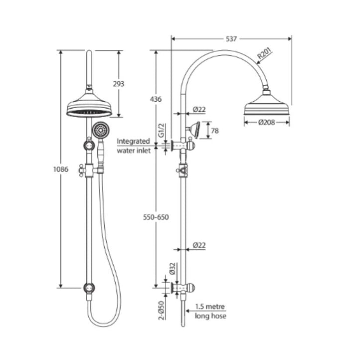 Fienza Lillian Multifunction Rail Shower - Chrome-455114-blue-leaf-bathware