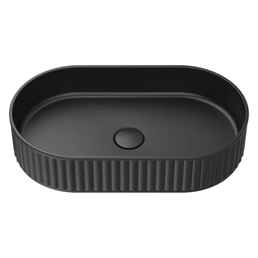 Fienza Minka Pill Solid Surface Above Counter Basin - Matte Black-CSB804B-blue-leaf-bathware