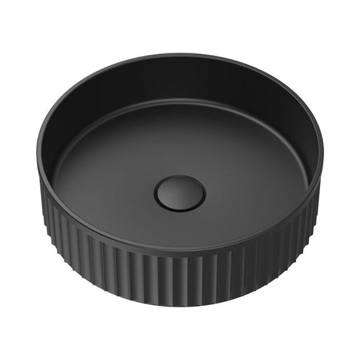 Fienza Minka Round Solid Surface Above Counter Basin - Matte Black-CSB802B-blue-leaf-bathware