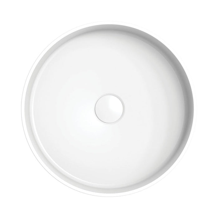 Fienza Minka Round Solid Surface Above Counter Basin - Matte White-CSB802-blue-leaf-bathware