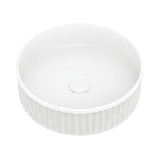 Fienza Minka Round Solid Surface Above Counter Basin - Matte White-CSB802-blue-leaf-bathware