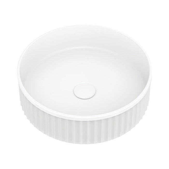 Fienza Minka Round Solid Surface Above Counter Basin - Matte White-CSB802-blue-leaf-bathware