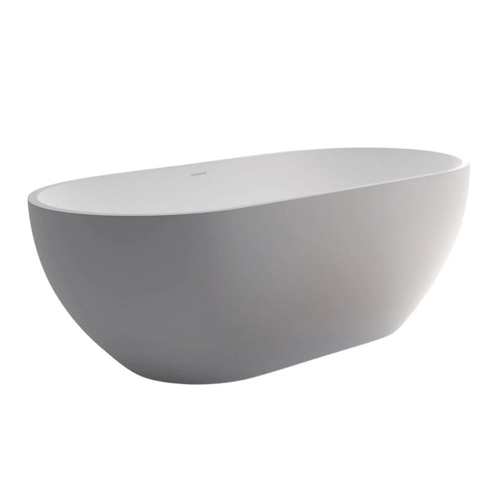 Fienza Nero Solid Surface Bath - Matte White-blue-leaf-bathware