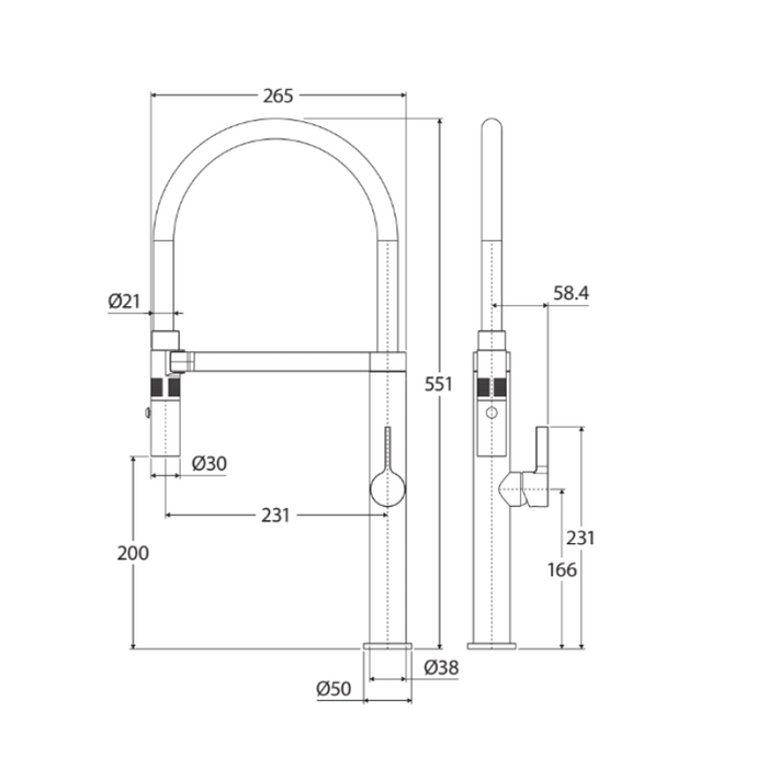 Fienza Sansa Pull Down Sink Mixer, Brushed Nickel-229109BN-blue-leaf-bathware