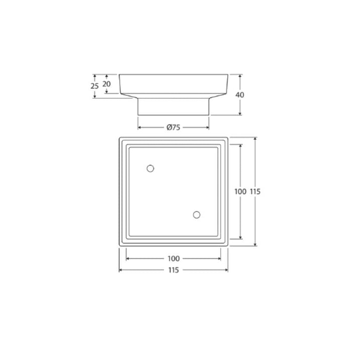 Fienza Square Tile Bed Floor Waste, 75mm Outlet, Antique Brass-GD329AB-blue-leaf-bathware