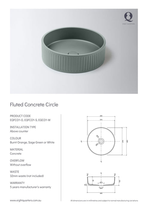 Eight Quarters Fluted Concrete Circle