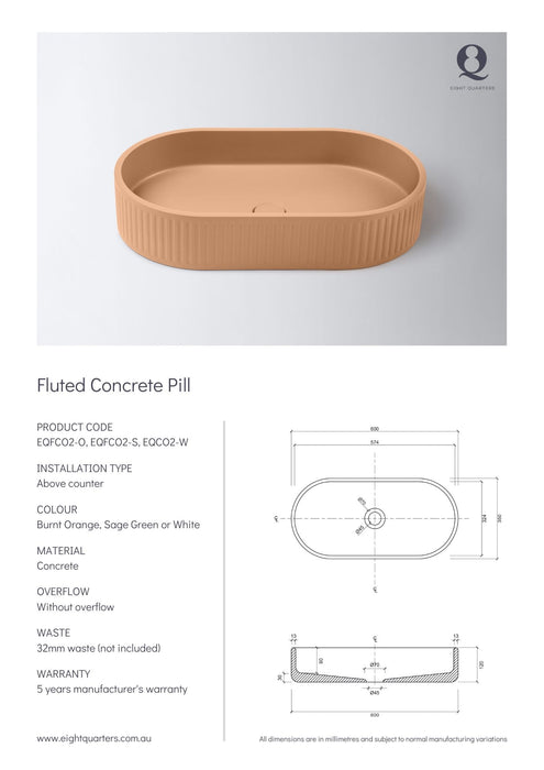 Eight Quarters Fluted Concrete Pill