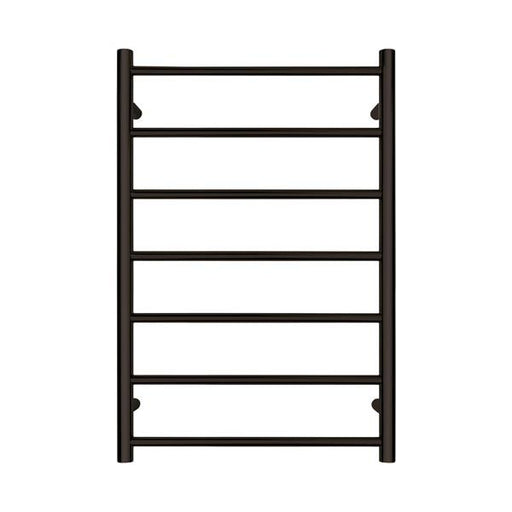 Forme 7 Bar Black Satin Round Heated Towel Rail 620mm-HTR-TR0701MBL-blue-leaf-bathware