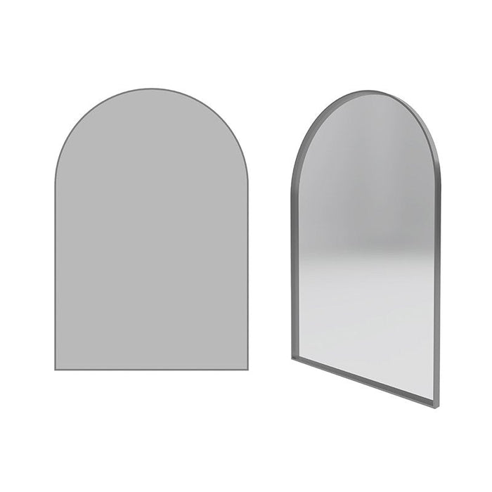 Forme 800mm Arch Mirror - Brushed Stainless Steel-MIARCH800BRSS-blue-leaf-bathware